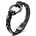 Mens Bracelets Black Leather Bracelet Braided Genuine Leather Bracelet with Stainless Steel Wristband Cuff Bracelet, 7.5-8.7 inch