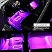 Car Interior Lights, GLIME 4-Piece 12 LED Car Atmosphere Light,Interior Underdash Lighting Kit ,Car Auto Floor Lights,Waterproof Glow Neon Light Strips Decoration Lamp for All Vehicles Purple