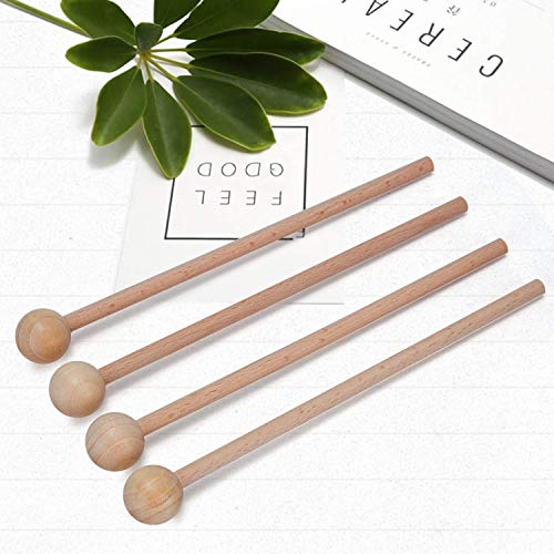 4 pcs Bell Mallets Glockenspiel Sticks, Mallet Percussion with Wood Handle Round Head Hammer for Energy Chime Xylophone Wood Block and Bells - Thumbnail 6