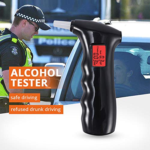 Alcohol Breathalyzer Tester, Professional Portable Semiconductor Digital Alcohol Tester Highly-Accurate Result Digital Blood Breath Tester with 5 Mouthpieces