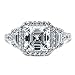 BERRICLE Rhodium Plated Sterling Silver Asscher Cut Cubic Zirconia CZ Halo Art Deco Engagement Ring