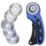 Rotary Cutter 45mm, P.LOTOR Comfort Handle Quilting Tools with 5 Replacement Pinking Rotary Blades