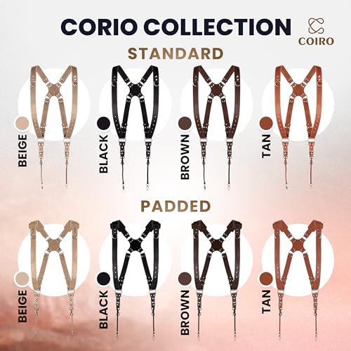 C Coiro Dual Camera Harness for Photographers, Double Adjustable Leather Strap DSLR/SLR, Dual Shoulder Harness