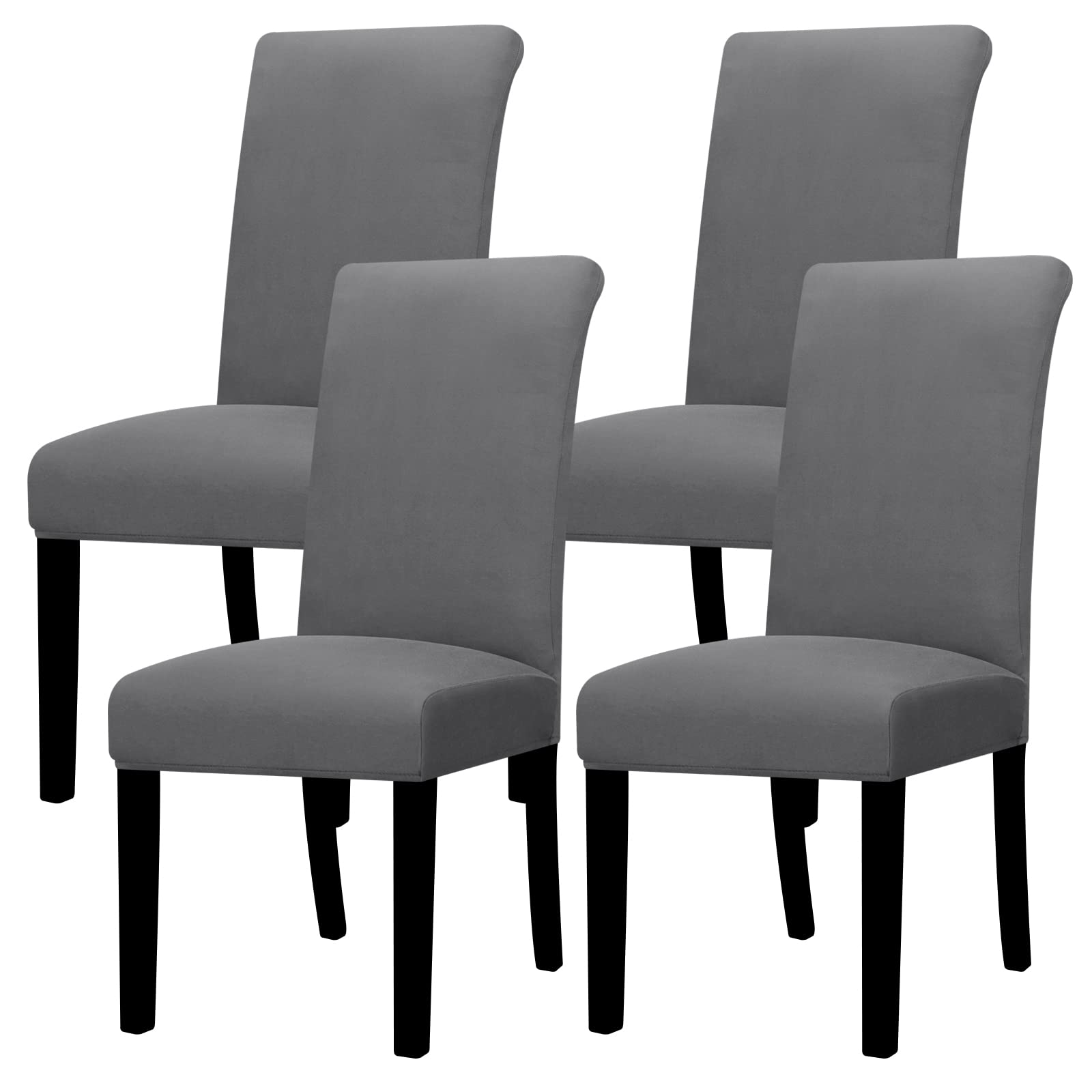Lellen Dining Chair Covers Set of 4, Stretch Chair Covers Dining Chair Slipcovers Removable Washable Reusable Home & Kitchen Decor Protector Dining Room Chair Covers,Grey