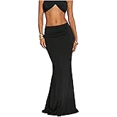 GORGLITTER Women's High Waisted Bodycon Maxi Skirt Flowy Pencil Long Fishtail Floor Length Skirts Going Out Outfits