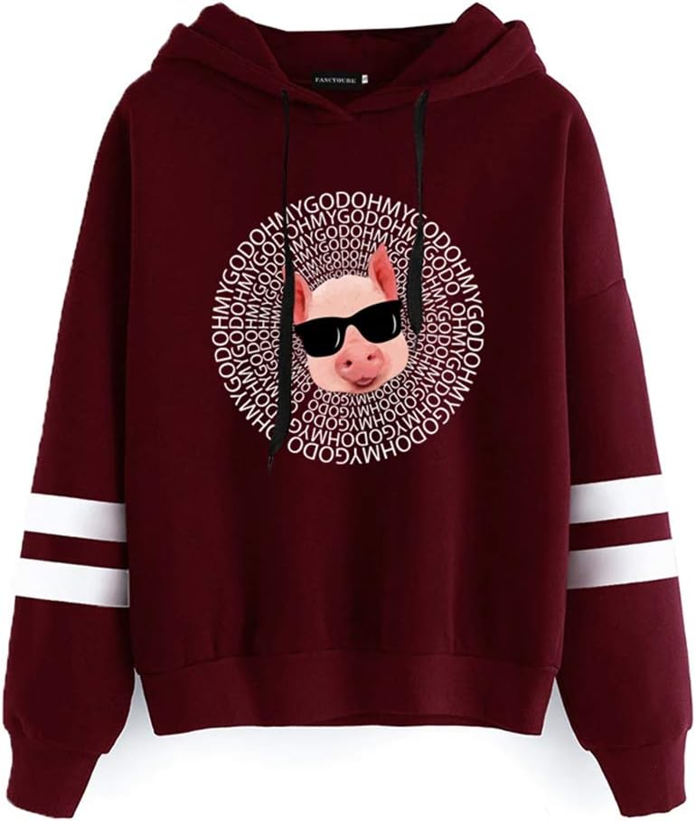 bling bling beauty Women's Funny Shane Dawson Oh My God Pig Hoodie Sweatshirt T-Shirt Pullover Tops