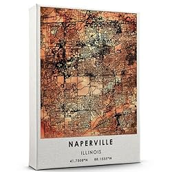 Naperville Map Poster, Illinois Map Art Poster, Map