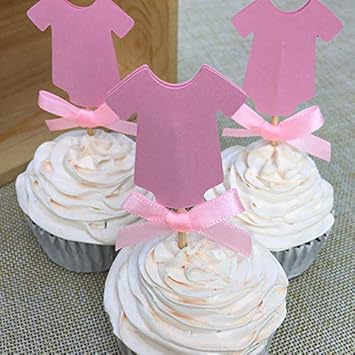 Maslin Bow Cute Clothes Gender Reveal Cupcake Toppers Picks For