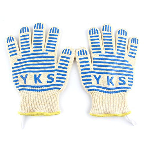 YKS Oven Gloves Premium Quality 932Â°F Extreme Heat Resistant Gloves, Hot Surface Handler, Oven Mitt, Flexible BBQ Gloves (Short cuff)