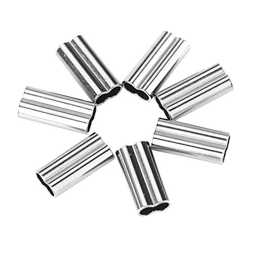 DEWIN Double Barrel Crimp Sleeves,Double Barrel Sea Fishing Crimps 1.8mm Fishing Line Crimping Sleeves Copper Tube Connector 100Pcs (5)