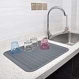 Silicone Dish Drying Mat - 100% Eco Friendly Kitchen Dish Drainer Mat For Wine Glass,Baby Bottle,Cup, Anti-Bacterial/Heat Resistant Trivet/