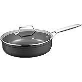 MsMk 3.5 Quart Deep Frying pan, 10-inch Durable pans for refreshing old saute pan with lid, Deep and straight edge, Easy Clean-Up, Even Heating, Comfortable Handling, Induction Compatibility,