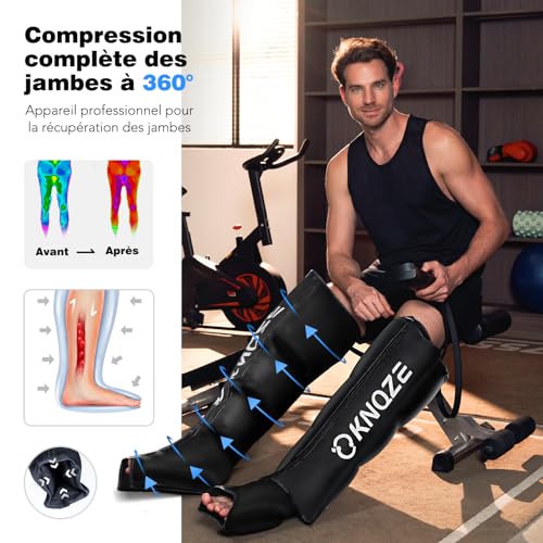 KNQZE Air Compression Leg Massager with 6 Modes and 6 Levels of Intensity to Improve Blood Circulation and Pain Relief, Full Leg Compression