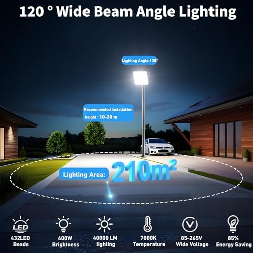 400W Projecteur LED Extérieur - 2PACK 40000LM Lumineux Spot LED Extérieur avec Transformateur, Projecteur Exterieur Blanc Froid 7000k, IP67 Étanche Eclairage Exterieur pour Garage, Stade, Usines