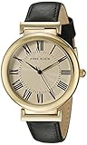 Anne Klein Women's AK/2136CRBK Gold-Tone and Black Leather Strap Watch