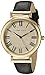 Anne Klein Women's AK/2136CRBK Gold-Tone and Black Leather Strap Watch