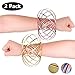 HAS Magic Flow Ring Spiral Spring Toy Multi Sensory Arm Spinner Toy Science Education and Interaction Flow Ring for Kids and Adults Magic Fluid Bracelet Spring Toys (Rainbow&Gold)