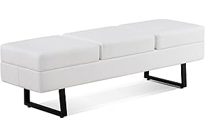 BarberPub Waiting Room Chairs, Heavy Duty Office Guest Reception Bench, Faux Leather Upholstered Lobby Chairs for Salon, Conference Room 7008 (Cream White)