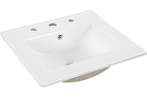 JONATHAN Y SNK1000A Ancillary 3-Hole 20 in. W x 18.25 in. D Classic Contemporary Rectangular Ceramic Single Sink Basin Vanity Top, White