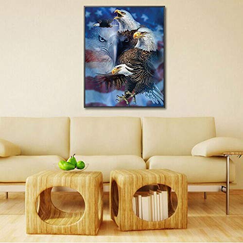 UTHINK 5D Diamond Painting Full Drill, USA Eagle Pattern DIY Diamond Painting by Number Kits, Rhinestone Crystal Drawing Gift for Adults Kids, 16"X12" Art Painting for Home/Room/Office Decoration - Thumbnail 2