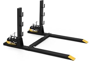 LANDTOP 60" Clamp on Pallet Forks with Anti-roll Bar and Adjustable Stabilizer Bar for Tractor Loader Skid Steer, 4000lbs Heavy Duty Pallet Forks for Tractor Bucket