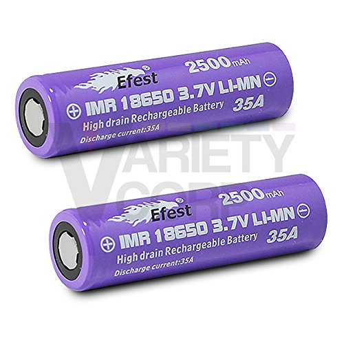 2 Efest Purple IMR 18650 35A 2500mAh 3.7v Rechargeable Flat Top Batteries image
