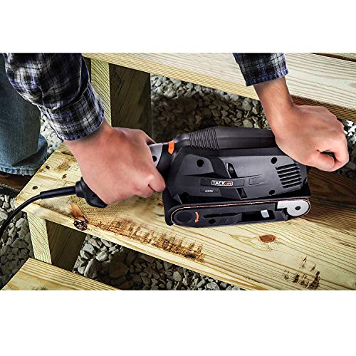 TACKLIFE Lijadora de Banda, 600W Lijadora El¨¦ctrica, 13 Lijas 75x457mm, 6 Velocidad 360-560RPM, 2 Adaptadores de… - Imagen 5