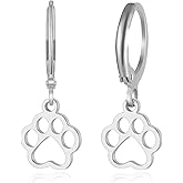 Paw Print Earrings Stainless Steel Cat Dog Paw Earrings Puppy Pet Animal Dangle Earrings Fashion Hoop Drop Earrings for Women Teens