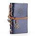 EvZ Leather Writing Journal Notebook, 5 Inches Vintage Nautical Spiral Blank String Diary Notepad Sketchbook Travel to Write in, Unlined Paper, Retro Pendants, Classic Embossed, Dark Blue
