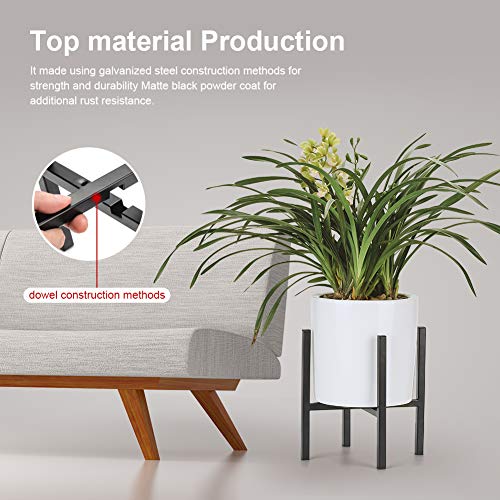 Plant Stand for Indoor Outdoor Plant Pots | Pccooler Mid Century Rustproof Iron Art Flower Pot Holder | Extra Tray Fit Any Planter Pot Below 9.7 Inches | Modern Home Decor (9.7 inches)