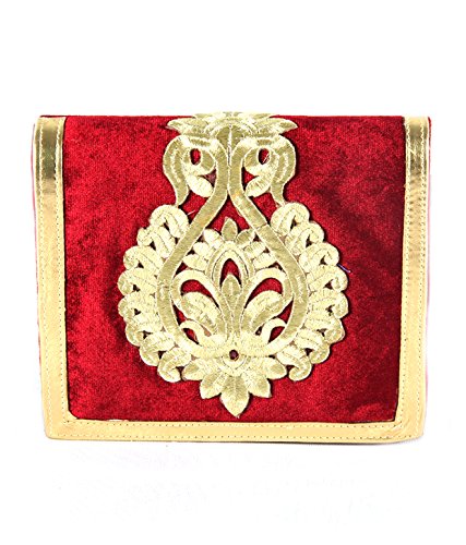 SAISHA Womens Clutch (Maroon&Gold) (FCB0078)