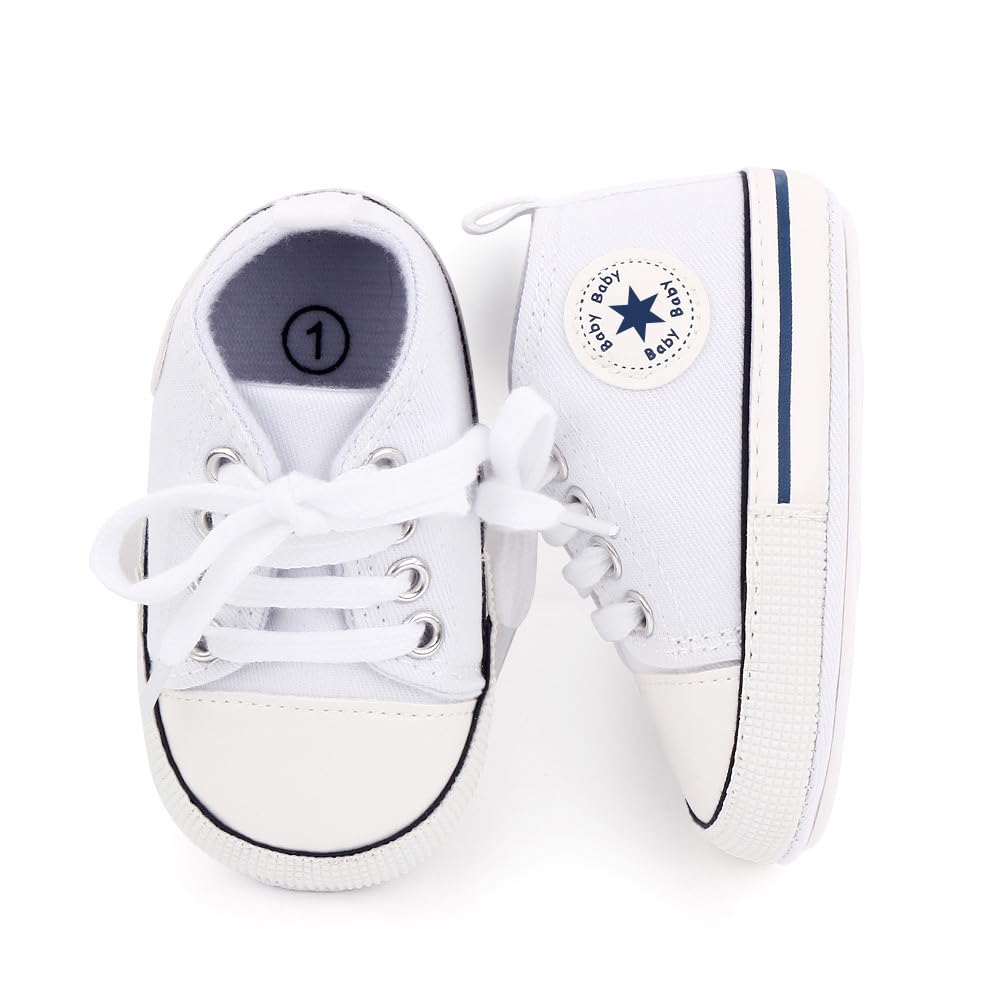 KKIIDDSS Unisex Baby Girls Boys Canvas High-top Shoes, Newborn Infant Anti-Slip Soft Sole Frist Walking Breathable Sneakers