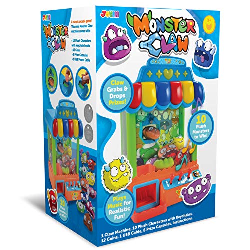 JOYIN Mini Claw Machine Toy Candy Grabber & Prize Dispenser Vending Machine Toy Grabber Arcade Game with 10 Plush Characters and 8 Capsules