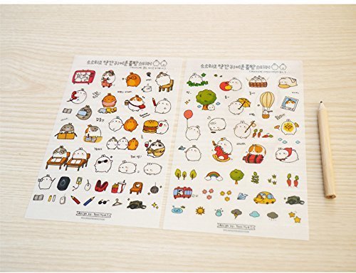 Oisee 6 Sheets Cute Bunny Rabbit Character Sticker for Scrapbook Calendars Arts Kids DIY Crafts Album Gift Boxes