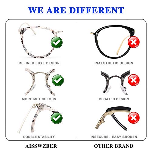 AISSWZBER Vintage Round Women Eyewear Metal Optical Frame Clear Non-prescription Eyeglasses - Thumbnail 4