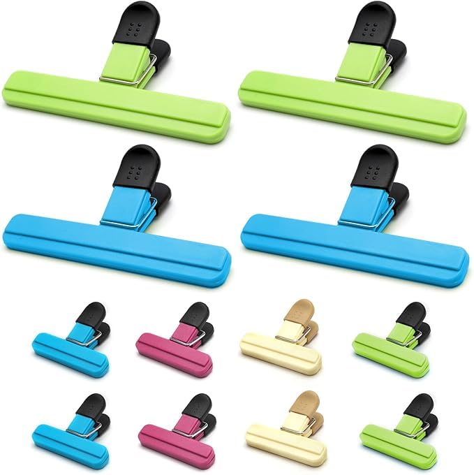 Food Tongs 12 Pieces Reusable Food Bag Plastic Closure Bag Clip for Bags for Kitchen Office Garage