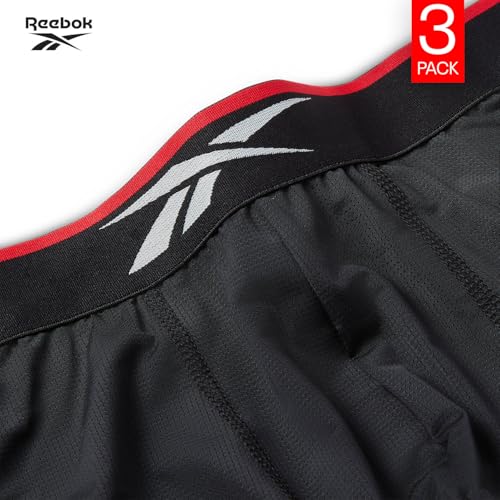 Reebok Calzoncillos bóxer Glynn para Hombre, Pack de 3 Calzoncillos Deportivos, Transpirables y elásticos,Pack múltiple de Calzoncillos bóxer, Color Negro