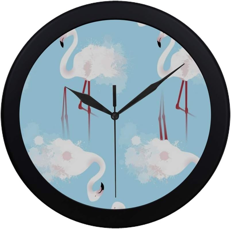 Amazon Com Yknfis Small Office Clock White Flamingos Splashes Non Ticking Silent Quartz Quiet Sweep Movement 9 65 Inch Outdoor Wall Clock For Office Bathroom Livingroom Home Kitchen