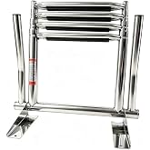 Helmspire 4-Step Boat Ladder Marine Stainless Steel Telescoping Ladder | Heavy Duty 600 Lbs Capacity Pontoon Boat Ladders, Marine Telescoping Swim Ladder with Anti-Slip Pedals &amp; Handrails