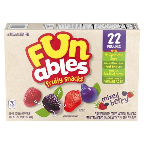 FUNABLES FRUITY SNACKS, MIXED BERRY FLAVORED SNACKS, 0.8 OZ 22 CT