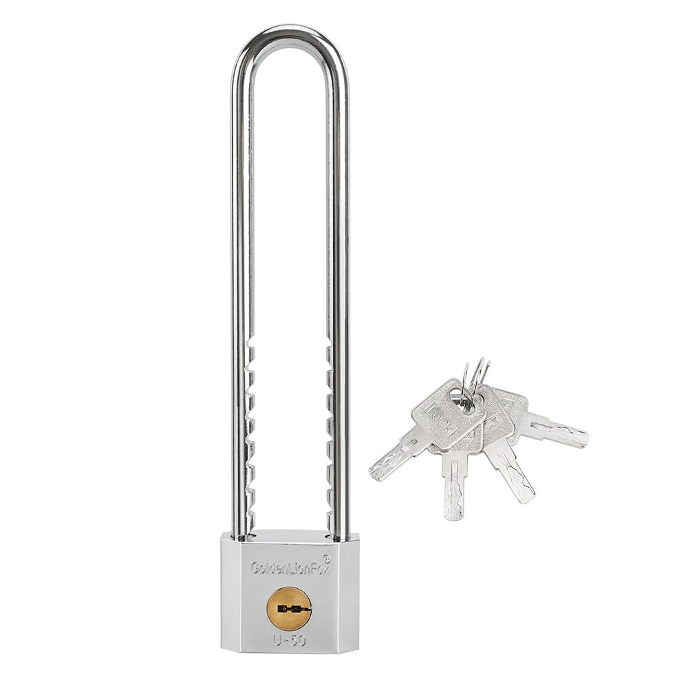 Long Shackle Padlock - Laminated Steel Waterproof Padlock - 2 Inch Long Beam Door Lock