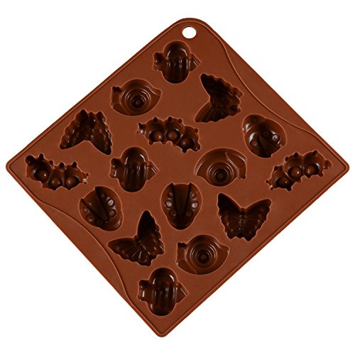 Wetco16-Cavity Insects Silicone Candy Mold/Chocolate Mold/Cake Toppers Molds, Random Color(Random Color)