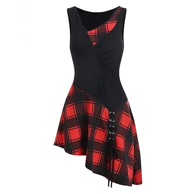 chinese dress ladies Boswell Tartan Plaid Yanis Button Up Midi Dress RED-MULTI / S by Sugarlips main image 1