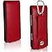 iGadgitz U3522 Leather Flip Case Cover with Detachable Carabiner +Belt Loop +Magnetic Closure +Screen Protector Compatible with Sony Walkman NWZ-A15, A17, A25, A27 8GB 16GB 32GB & 64GB - Red