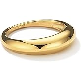 NOKMIT Chunky Dome Rings for Women Dainty 14K Gold Silver Tone Cute Bold Dome Statement Ring Thick Minimalist Thumb Band High Polished Smooth Comfort Fit Size 5-10