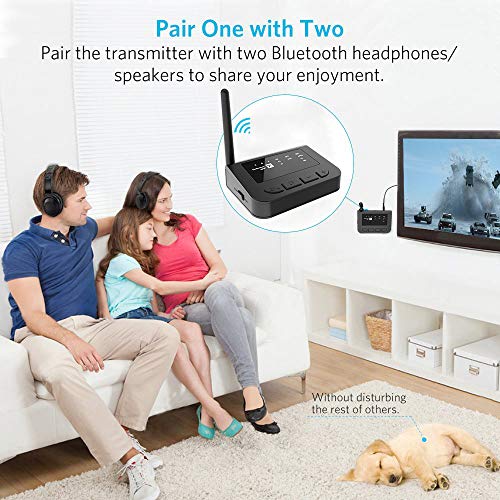 Bluetooth Transmitter Receiver aptX Low Latency, 3 in 1 Wireless 3.5mm Long Range 5.0 Bluetooth Adapter Transmitter for TV Home Stereo PC Headphone - Thumbnail 5
