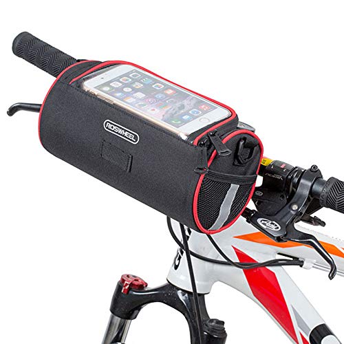 StyleZ Bicycle Front Handbar Basket with Waterproof Touchscreen Transparent PVC Pouch Bike Headbag Cycling Mountain Road MTB Bike Front Frame Tube Handlebar Bag