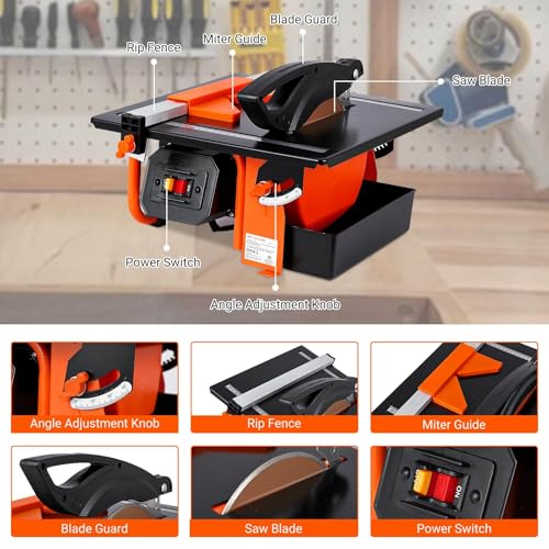 Takywep 7 inch Wet Tile Saw, 3450 RPM, Bevel cuts tile from photo 12