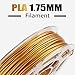 AMOLEN 3D Printer Filament, Real Gold PLA Filament 1.75mm +/- 0.03 mm, 200G(0.44lb), Includes Sample Shining Black Filament - 100% USA
