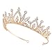 Santfe Bridal Wedding Prom Rhinestone Crystal Crown Hairband Headband Tiara Hair Jewelry for Womens Girls (style gold-1)